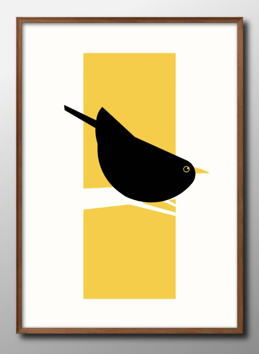 14443# free shipping!! art poster picture A3 size [ bird bird modern design ] illustration Northern Europe mat paper 