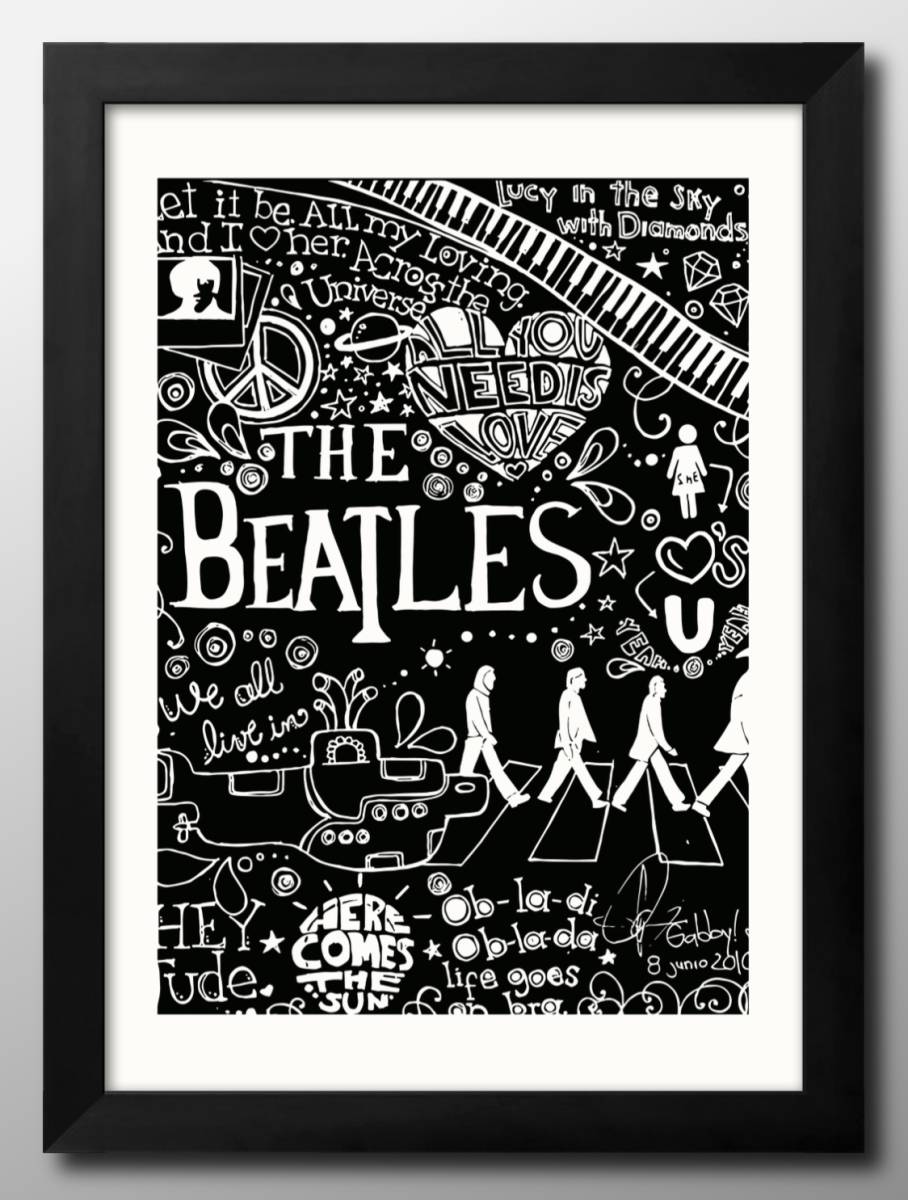 14453# free shipping!! art poster picture A3 size [ Beatles scribbling art Beatles] illustration Northern Europe mat paper 