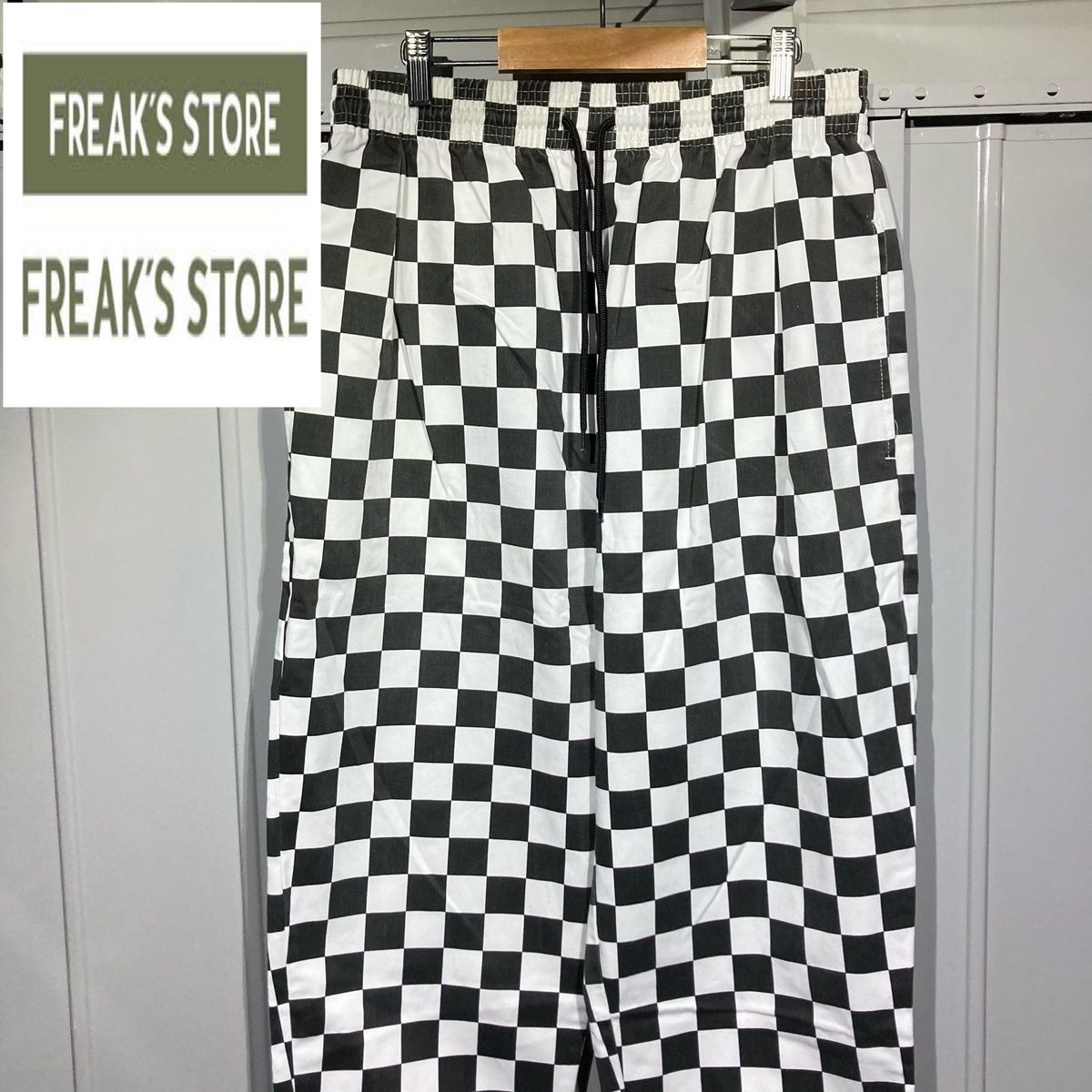 FREAK'S STORE フリークスストア チェッカーズ柄 ブロックチェック テーパード シェフパンツ ボトム モノクロ S