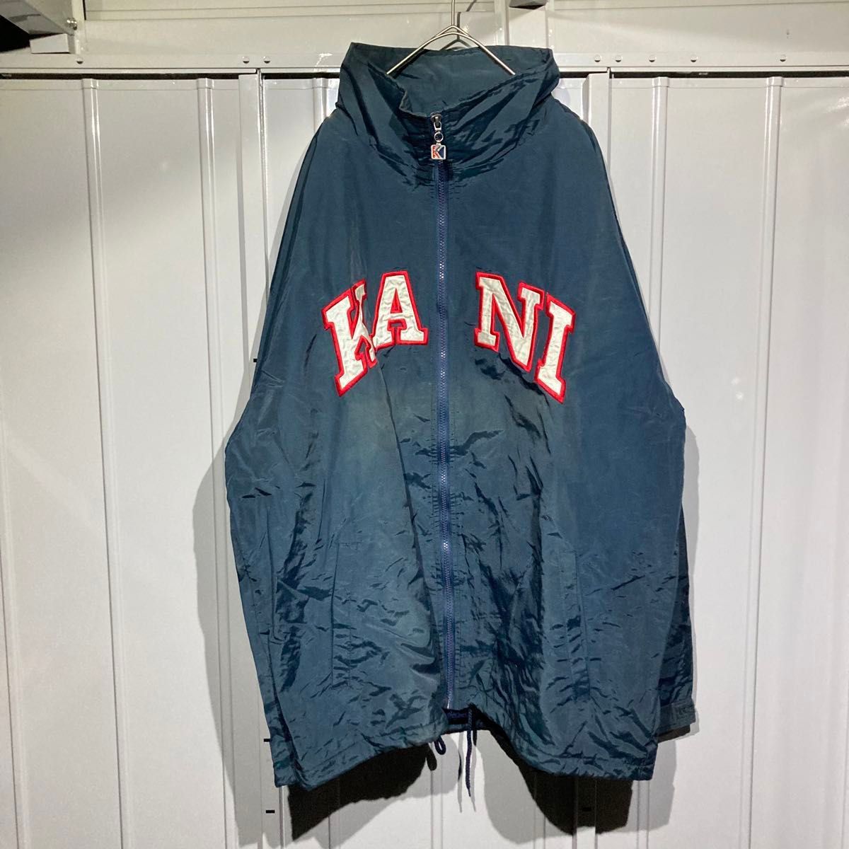 【90s★vintage】KarlKani カールカナイ ナイロンセットアップ ジャケット パンツ シャカシャカ ネイビー XL