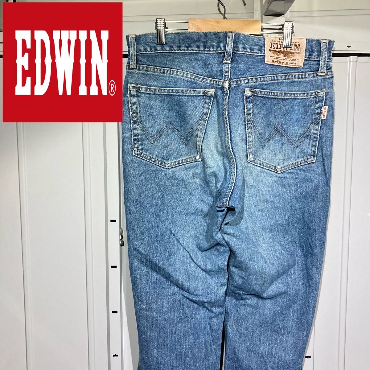 【90s★vintage】EDWIN エドウィン デニムパンツ ダメージジーンズ ジーパン ワーク us古着USA ブルー W32