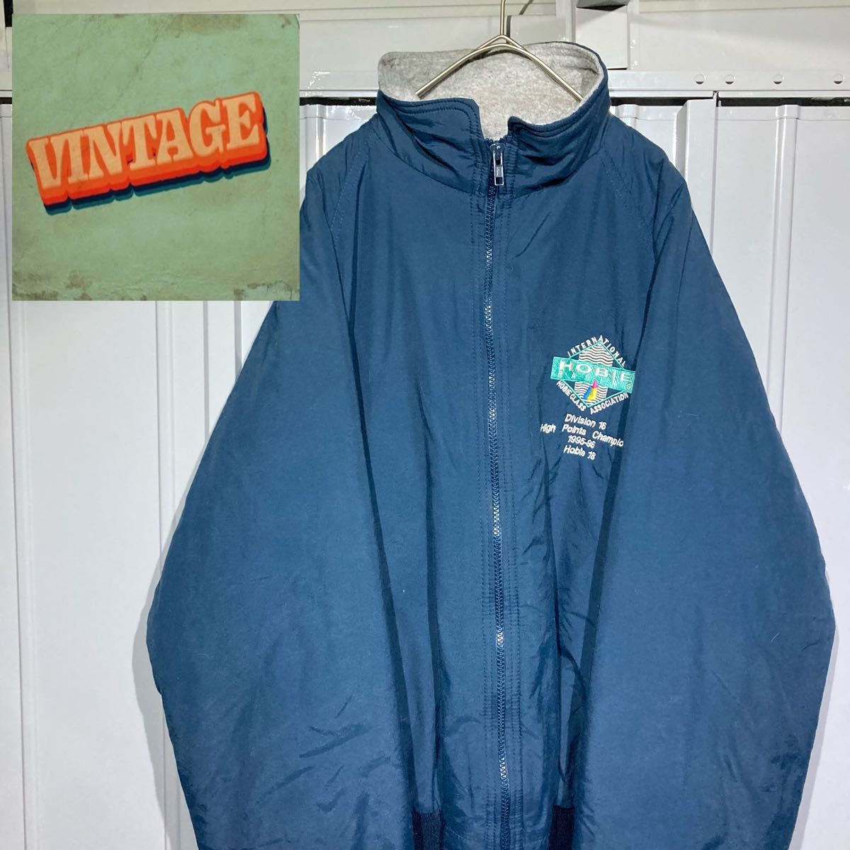 【90s★vintage】Holloway ワークジャケット ウォームアップ ナイロン us古着 usa製 ネイビー L相当