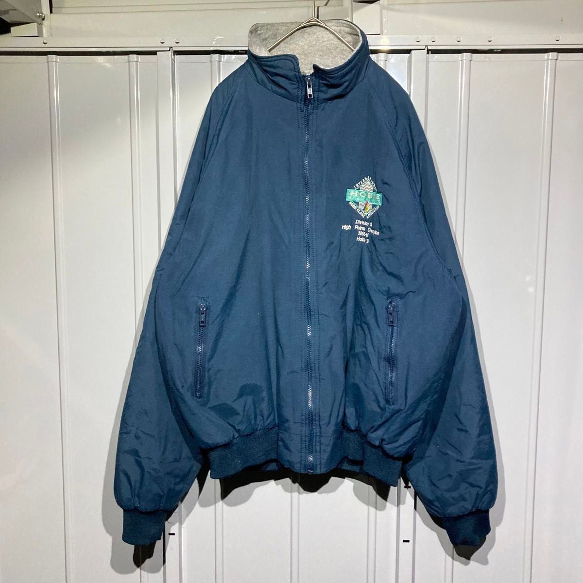 【90s★vintage】Holloway ワークジャケット ウォームアップ ナイロン us古着 usa製 ネイビー L相当