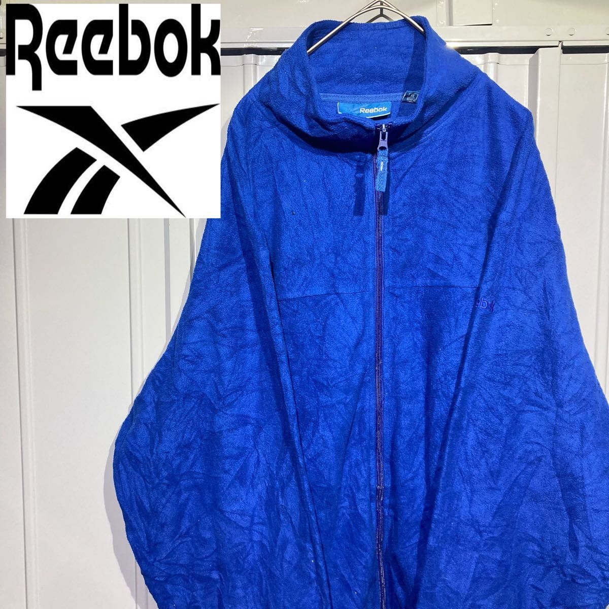 【古着】00s Reebok リーボック フリースジャケット フルジップ オーバーサイズ 無印 usa古着 ブルー XL