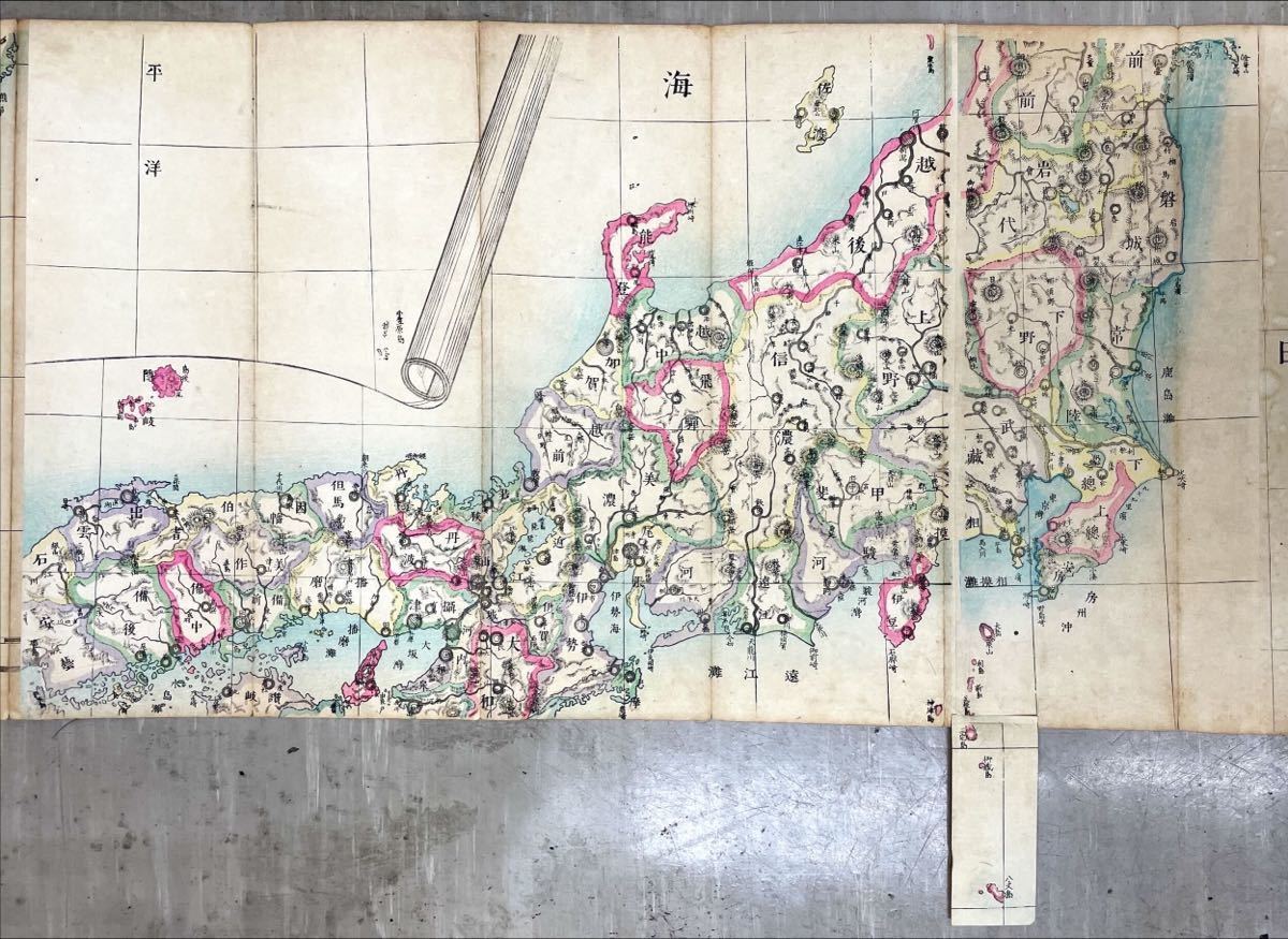 素晴らしい 木版摺 古地図 新刻日本暗射圖指南譜 全 古地図 - www