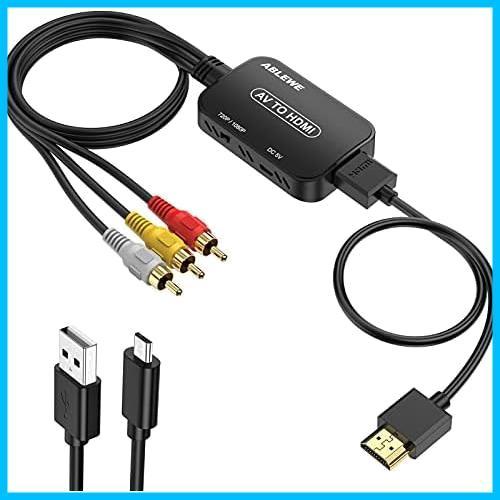 ★HDMI+AVケーブル付き★ ABLEWE RCA to HDMI 変換コンバーター AV to HDMI コンポジット 1080/720P切り替え 音声出力可 USB給電_画像1