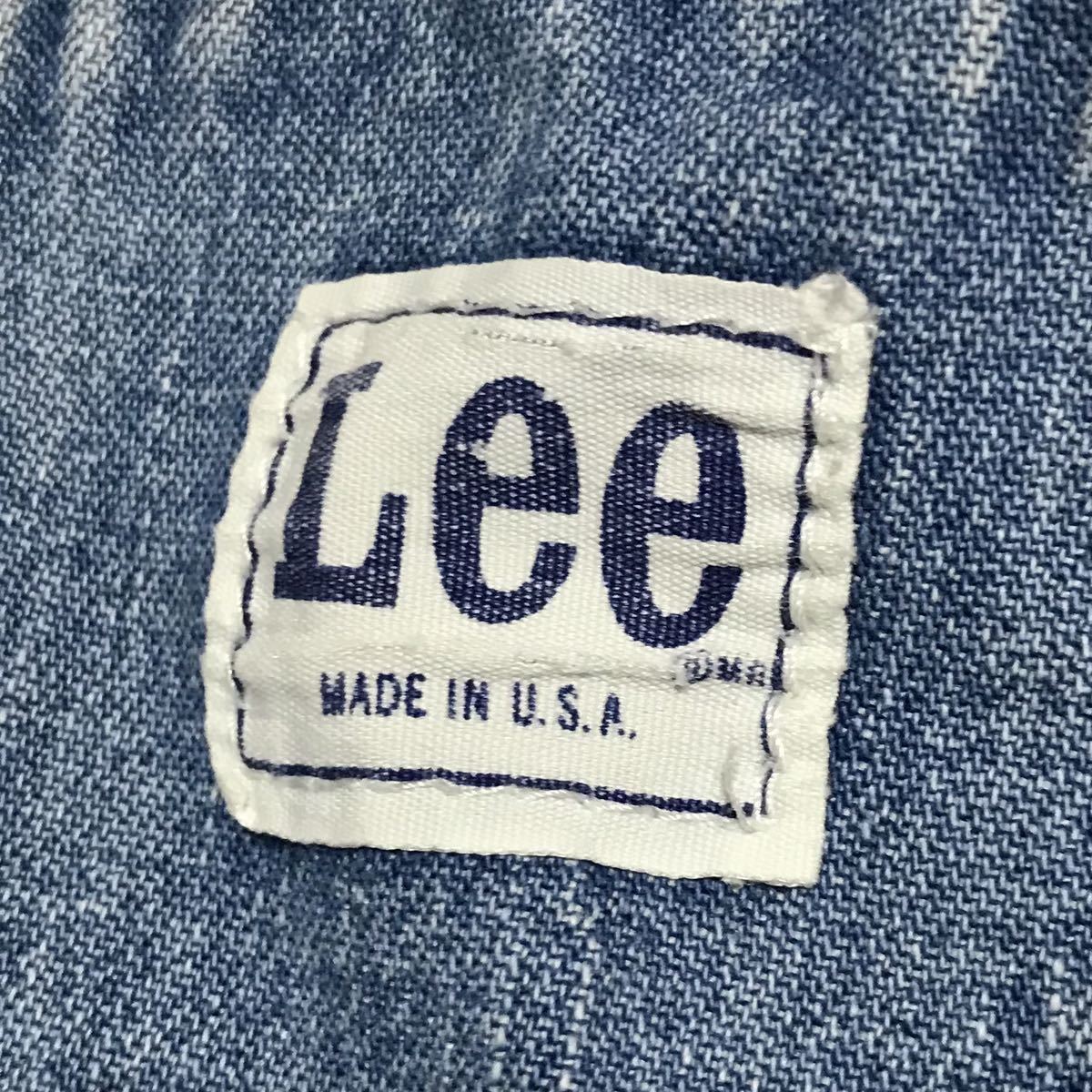 【80s】USA製 Lee リー 白タグ ヴィンテージ デニム オーバーオール メンズ サロペット インディゴ 色落ち ジーンズ アメリカ USED 古着_画像8