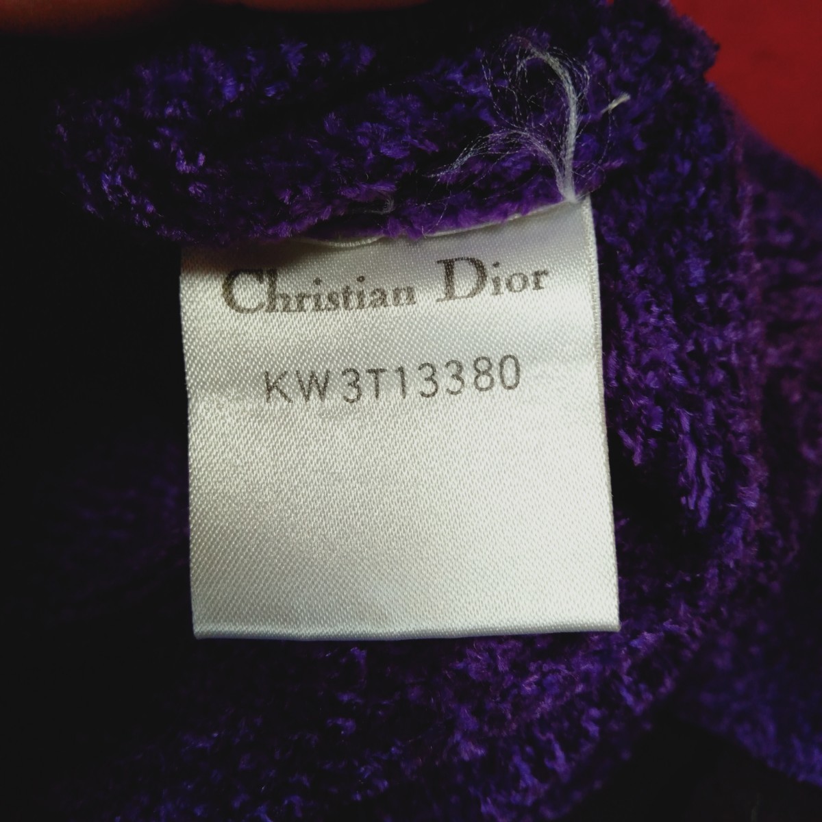 む148 Christian Dior サイズM ニット ナイロン 毛 紫 セーター ラインストーン モールヤーン ディオール 洋服_画像4