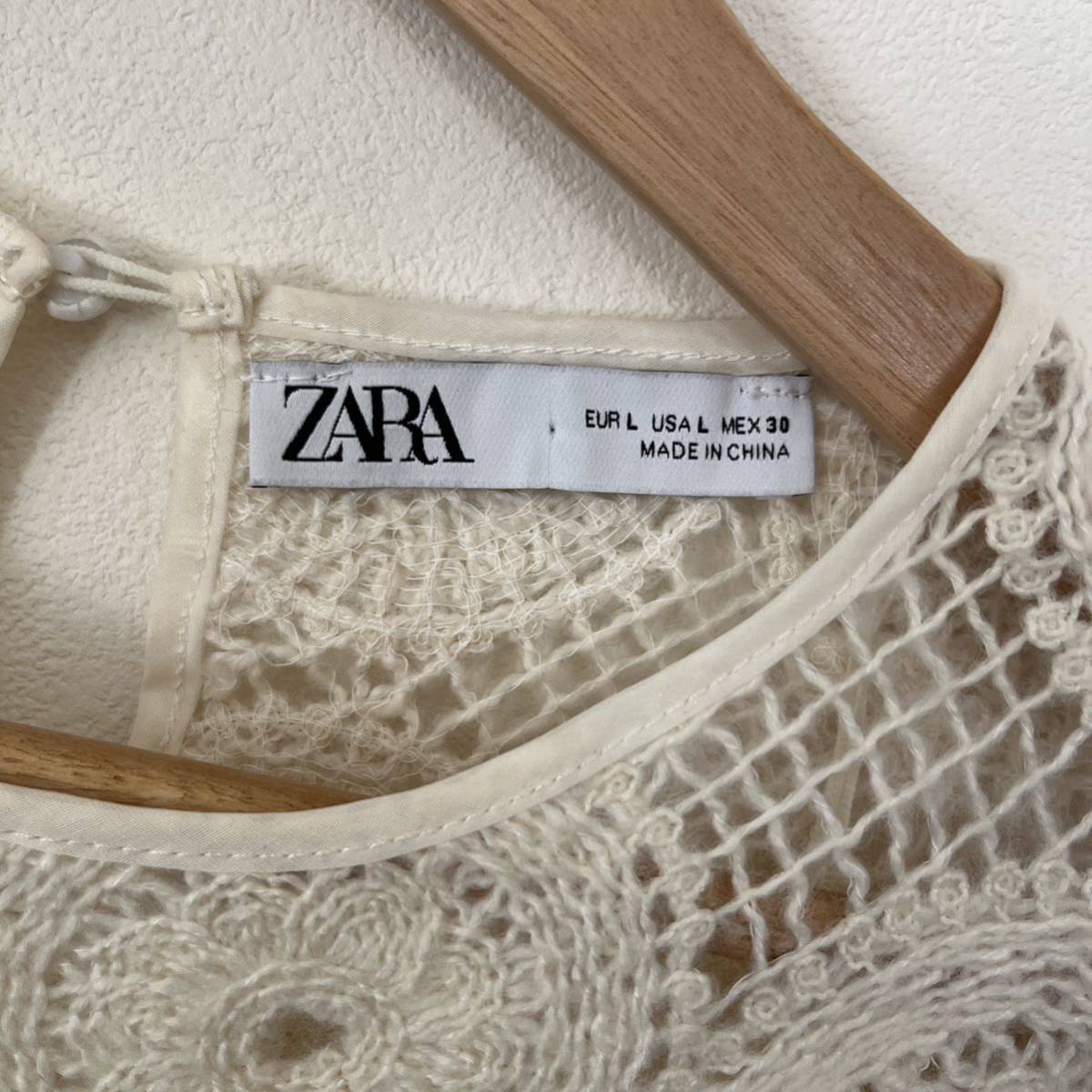 【新品】ZARA レース風 編み物 カットソー デザイナーズ USA Ｌ_画像5