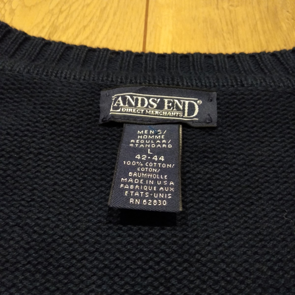 USA古着卸 Lサイズ LANDS' END ランズエンド Vネック ラグランスリーブ ニット セーター_画像4