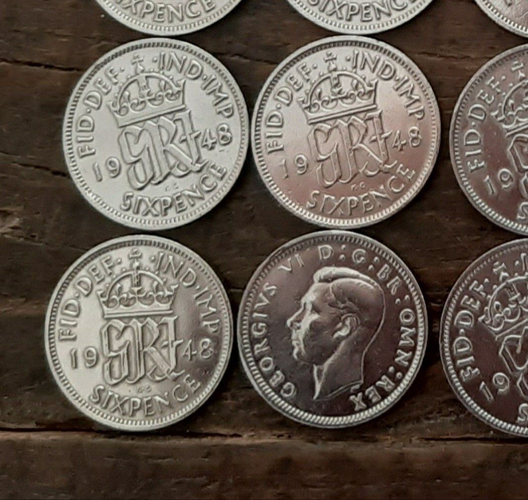 幸せのシックスペンス イギリス 36枚セット1948ラッキー6ペンス 英国コイン 本物 古銭 美品です19.5mm 2.8gram