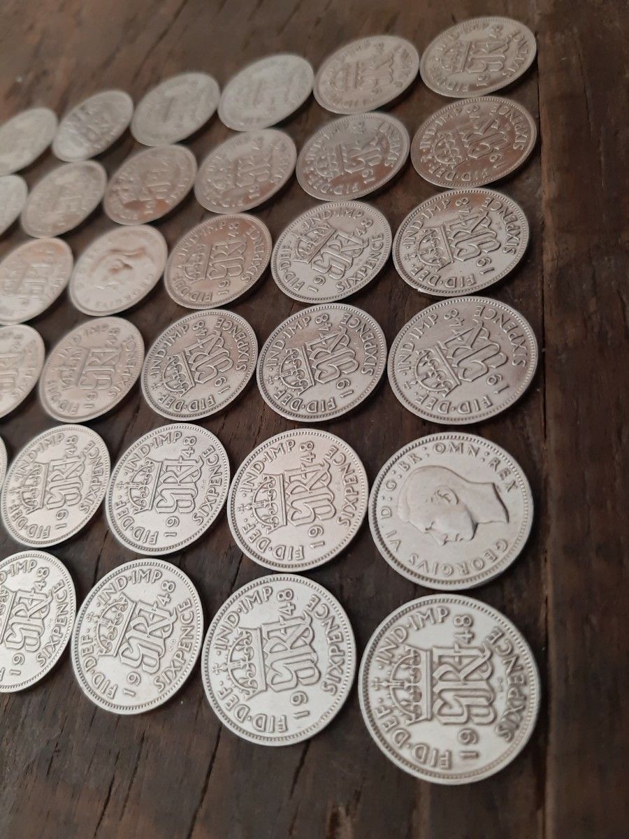 英国幸せのシックスペンス イギリス 144枚セットラッキー6ペンス コイン 1948 本物 古銭  英国コイン 美品19.5mm