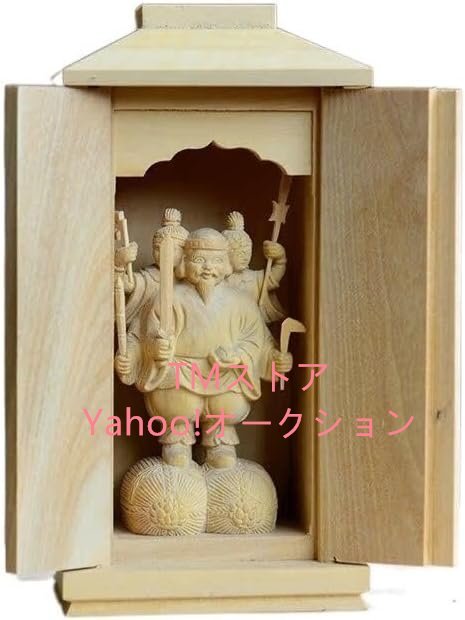 極上品☆仏像 三面出世大黒天 比叡山形三面大黒天 極小仏 厨子入り仏像 木彫仏像_画像1