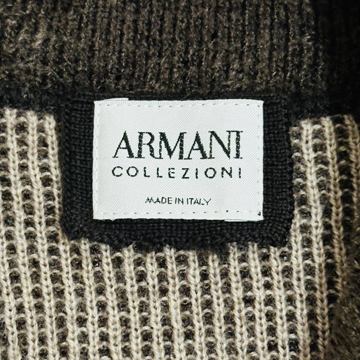 希少L(48) アルマーニ コレッツォーニ ショールカラーニット セーター イタリア製 秋冬 メンズ ブラウン ARMANI COLLEZIONI_画像5