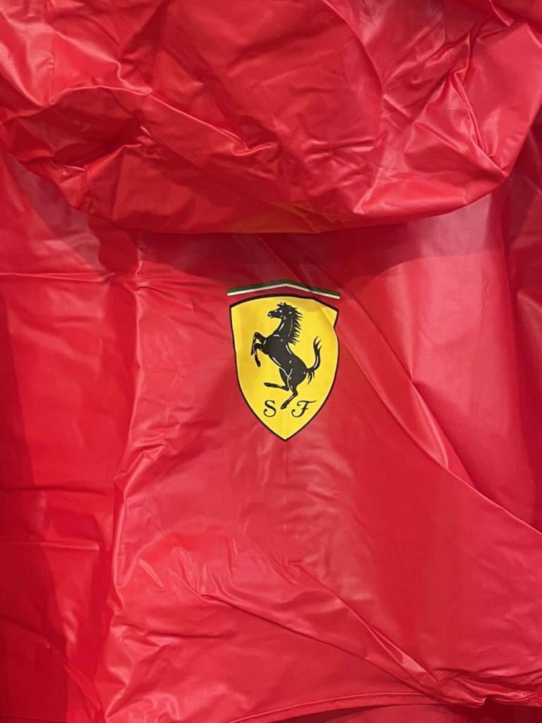 希少！ 雨の日のご着用に！ Ferrari フェラーリ レインコート レインポンチョ 赤 レッド F1 フリーサイズ 保存袋付き ○ 新規×_画像4