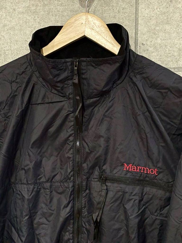  autumn winter Marmot Marmot reverse side f lease Logo embroidery nylon jacket Zip up black L size men's outdoor 0 new ×