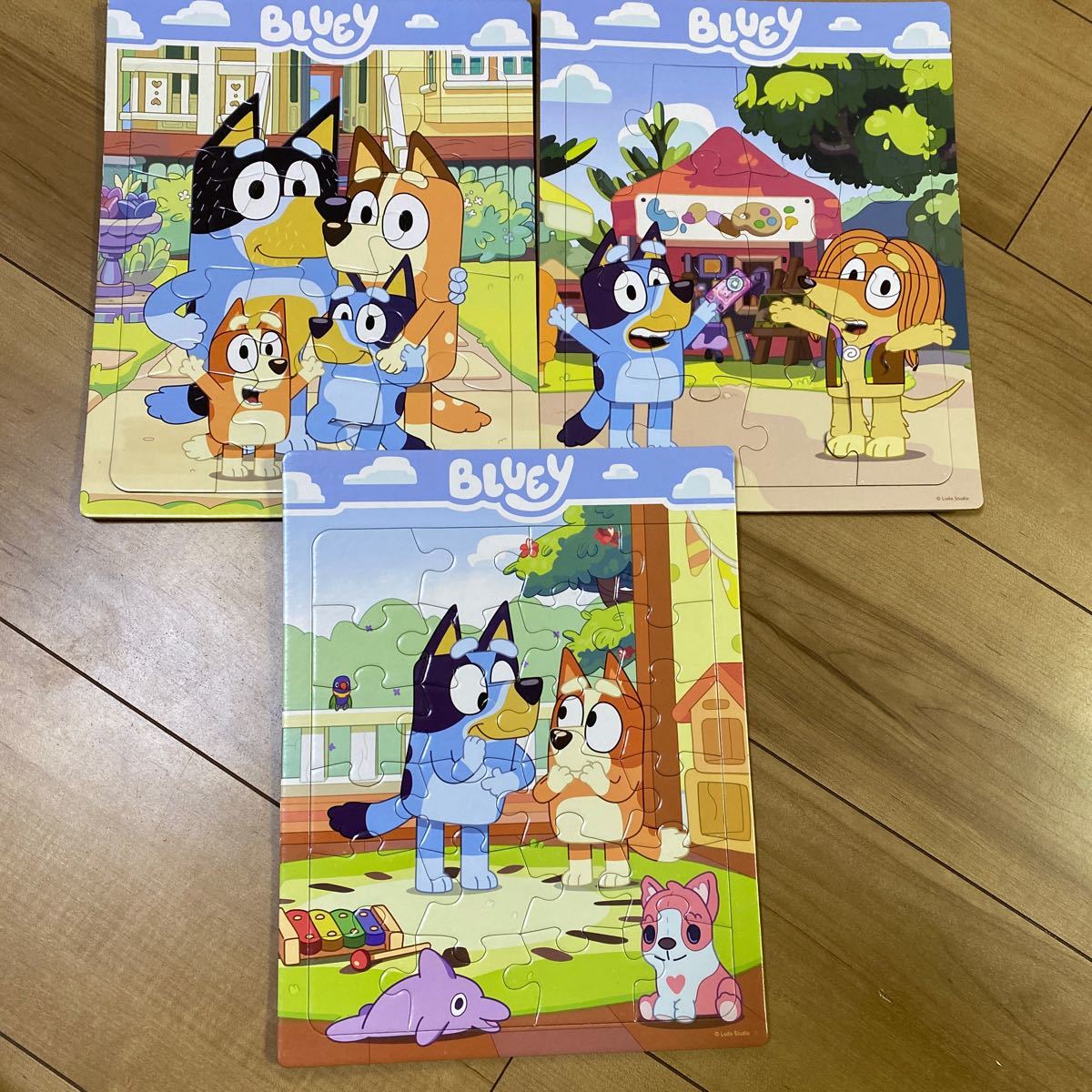  abroad anime blue iBluey puzzle set 3 sheets PRE SCHOOL PUZZLES intellectual training toy 
