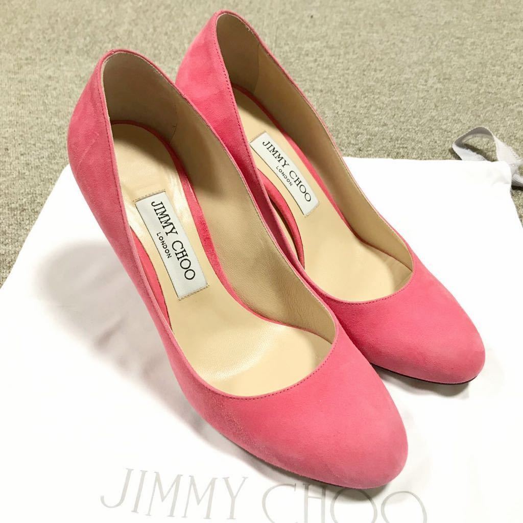 未使用品【ジミーチュウ】本物 JIMMY CHOO 靴 24.5cm パンプス カジュアルシューズ ピンク スエード 女性用 レディース イタリア製 37 1/2_画像8