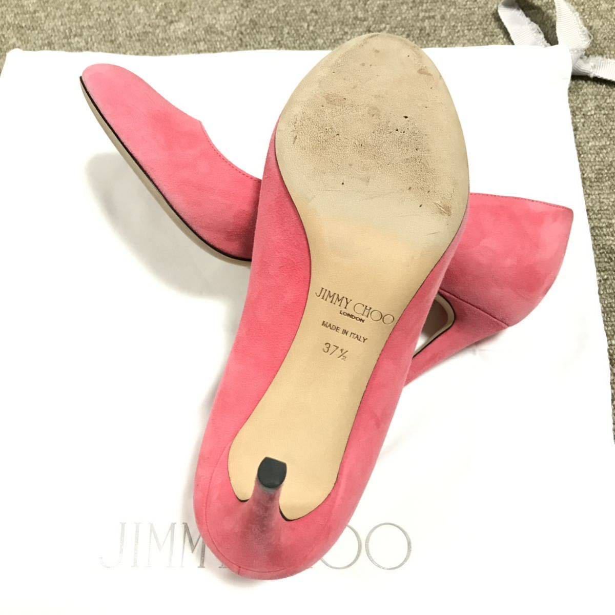 未使用品【ジミーチュウ】本物 JIMMY CHOO 靴 24.5cm パンプス カジュアルシューズ ピンク スエード 女性用 レディース イタリア製 37 1/2_画像4