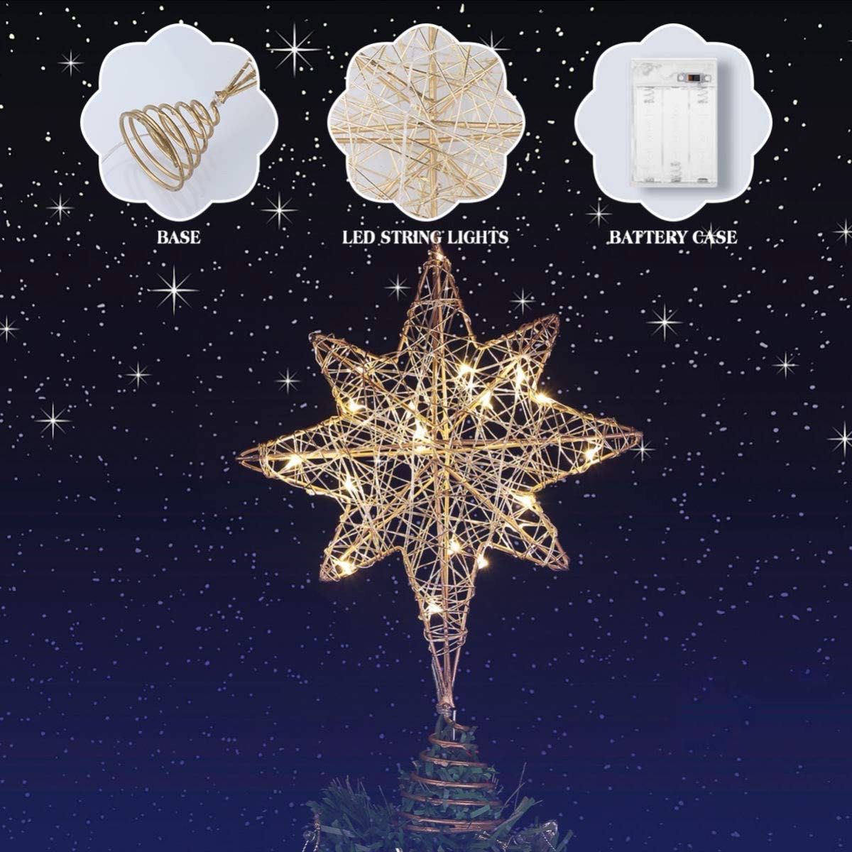 【早い者勝ち】ツリートップ クリスマス スター 星 LED 飾り オーナメント 装飾
