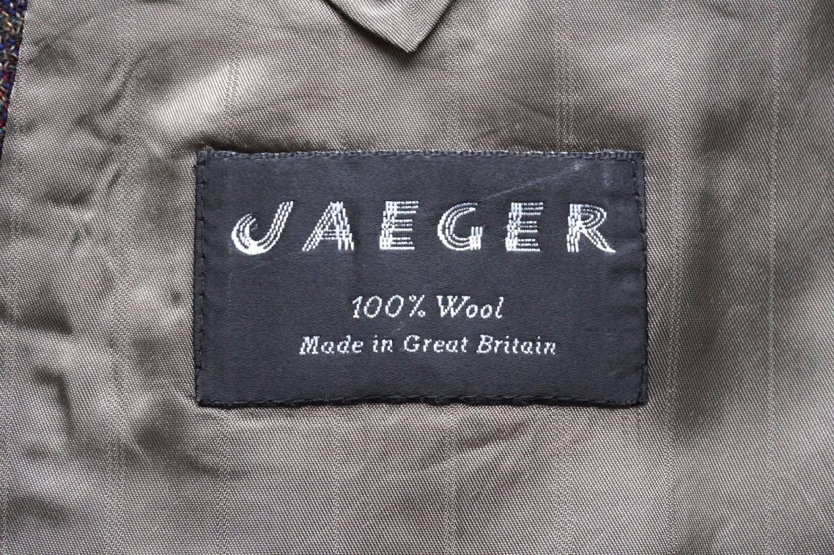 1990s ヴィンテージ イギリス製 JAEGER ダブルブレスト テーラードツイードジャケット 52R L位 1つ掛けボタン イエーガー UK 海外 古着_画像8