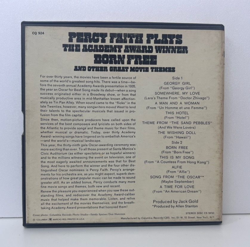 オープンリールテープ/PERCY FAITH/Plays The Academy Award And Other Great Movie Themes/Columbia CQ924【M003】_画像2