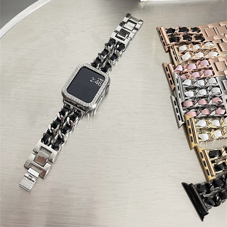 アップルウォッチ バンド ベルト apple watch series 6,SE,5,4金属＆革 保護カバー付 44mm サードパーティ かわいい メンズ レディース_画像5
