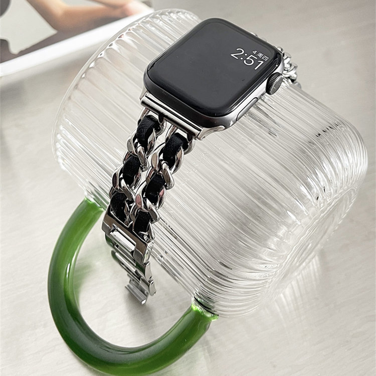 アップルウォッチ バンド ベルト apple watch series 6,SE,5,4金属＆革 保護カバー付 44mm サードパーティ かわいい メンズ レディース_画像2