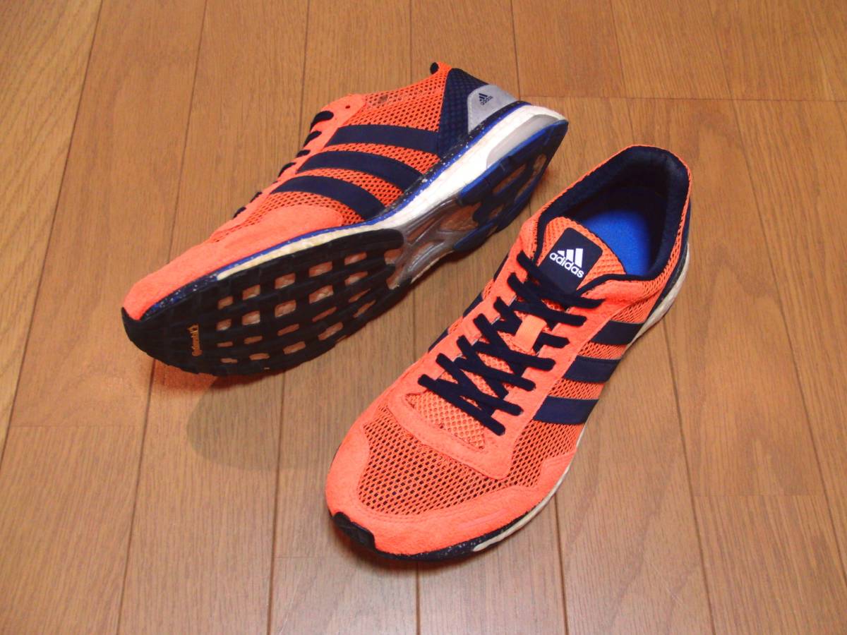 即決早勝!!絶対推奨アディダスADIZERO JAPANスニーカー橙×紺【技術革新】adidas BOOSTランニングシューズ26.5㎝★ジョギングシューズ☆_画像7