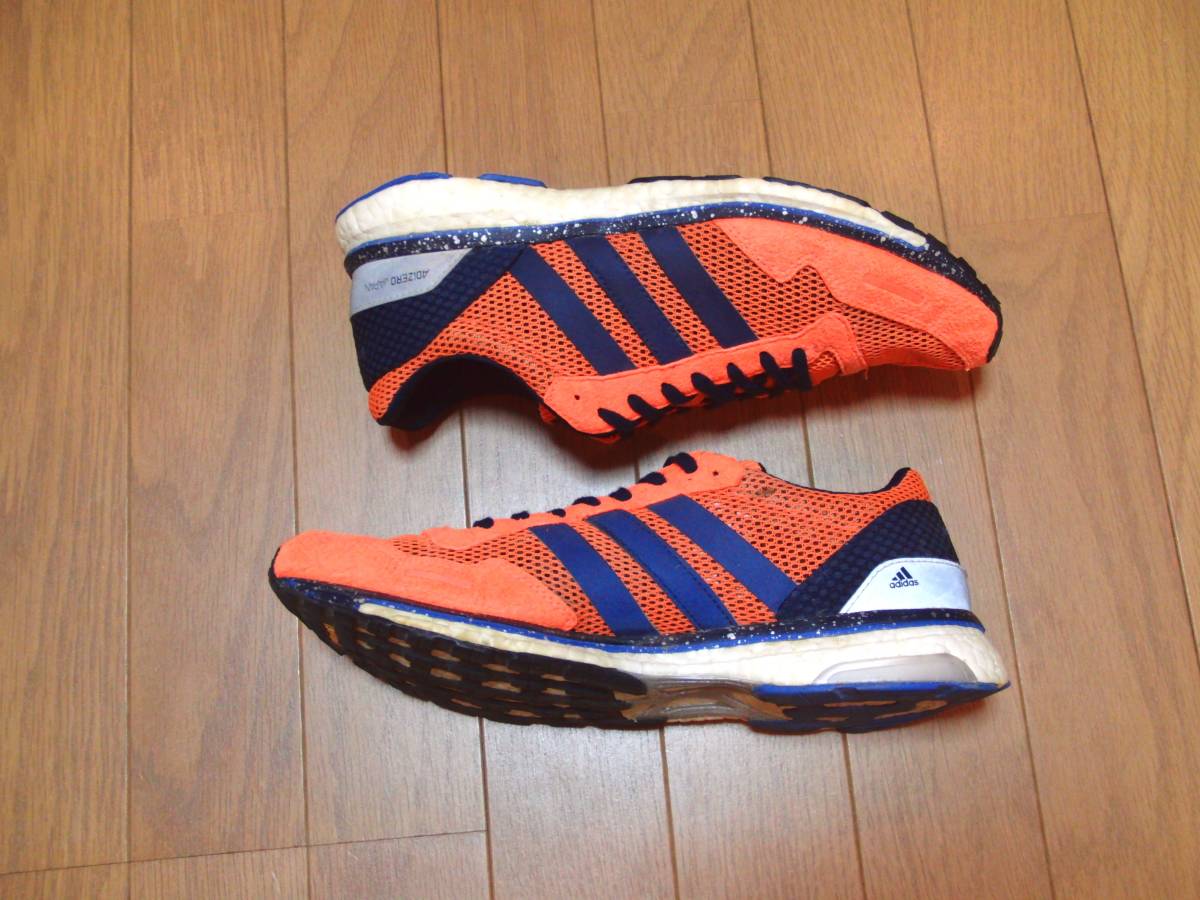 即決早勝!!絶対推奨アディダスADIZERO JAPANスニーカー橙×紺【技術革新】adidas BOOSTランニングシューズ26.5㎝★ジョギングシューズ☆_画像6