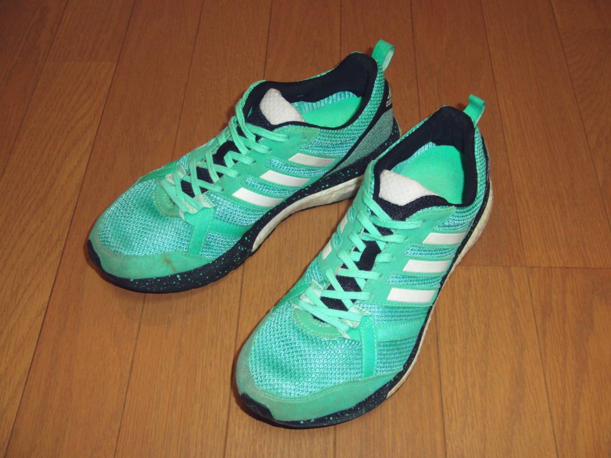 即決早勝!!絶対推奨アディダスADIZERO TEMPOスニーカー翡翠×白【技術革新】adidas BOOSTランニングシューズ26.5㎝★ジョギングシューズ_画像7