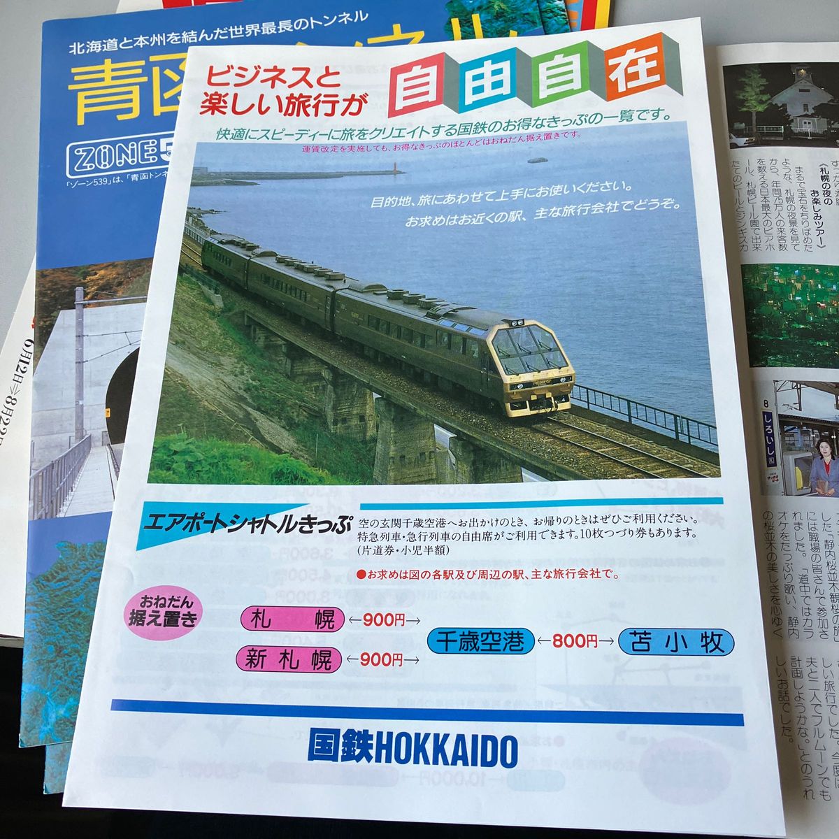 鉄道コレクションで青函トンネルのリーフレット2部と国鉄が発行していたスキートレインの情報誌などグッズです。