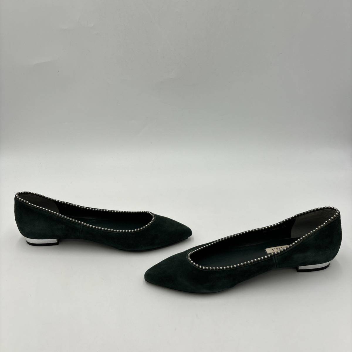 P ＊ 日本製 '洗練されたシルエット' DIANA ダイアナ 本革 スエードレザー / フラット パンプス 25cm MR レディース 婦人靴 シューズ _画像4