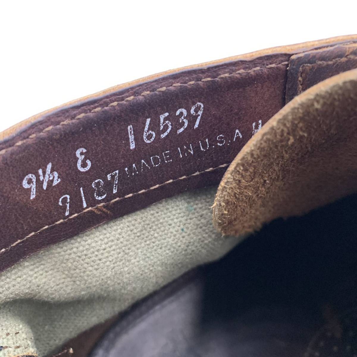 A ☆ 希少モデル!! '米国製' REDWING レッドウィング 9187 ワバシャ ブーツ アンバー キャンバス 革靴 7ホール size:9.5E 27.5cm シューズ_画像10