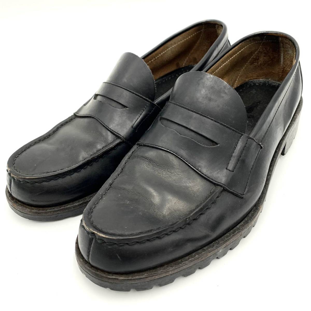 J ☆ 高級ラグジュアリー靴 '日本製' COMME des GARCONS HOMME コムデギャルソン 革靴 コインローファー ドレスシューズ 24.5cm 紳士靴 BLK