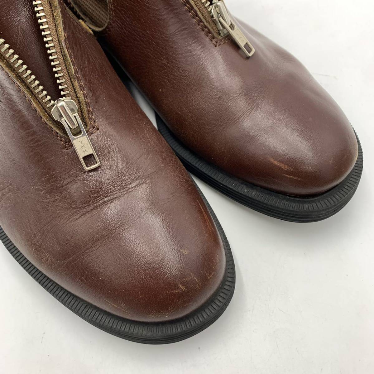 B ☆ 高級紳士靴 '日本製' COMME des GARCONS HOMME PLUS コムデギャルソン 革靴 フロントジップ サイドゴアブーツ ドレスシューズ 24.5cm_画像5
