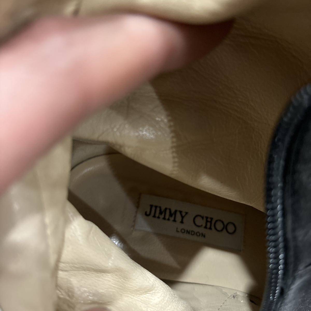 W ＊ 保存袋付き イタリア製 '高級婦人靴' JIMMY CHOO ジミーチュウ 本革 ロング ヒール ブーツ EU37.5 23.5~24cm レディース シューズ_画像8