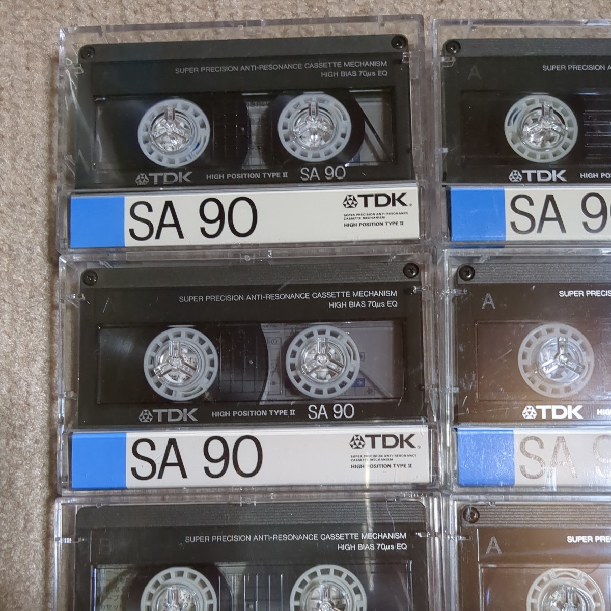 ジャンク　TDK　使用済み　カセットテープ　SA 90 70　計8本　当時物　昭和レトロ　ハイポジション　カード　シール　美品_画像2