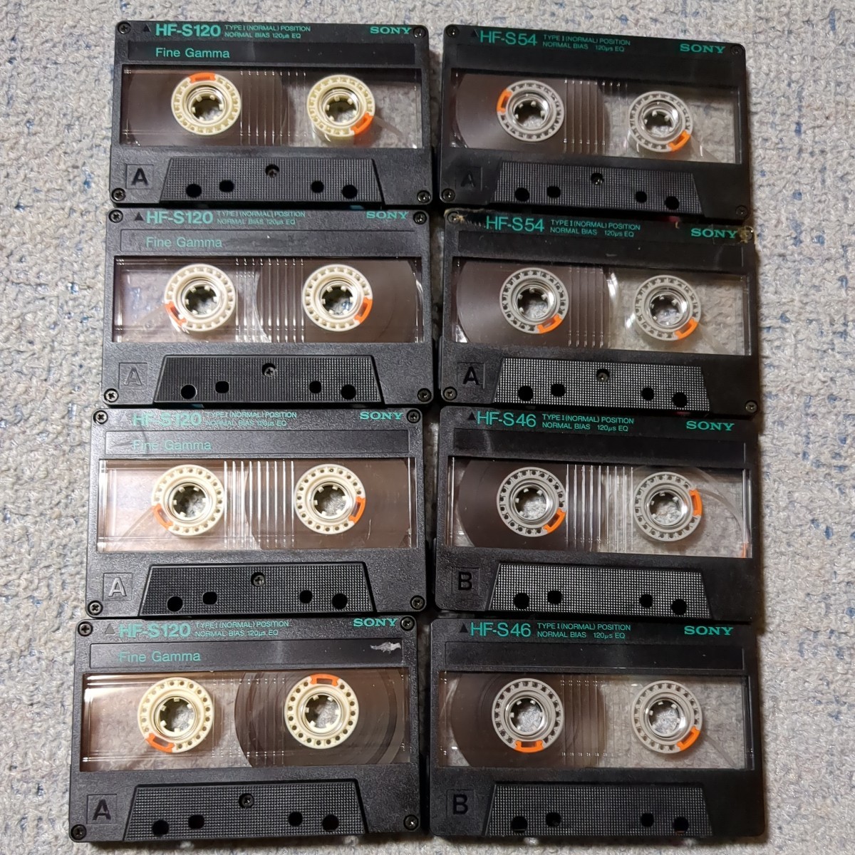 ジャンク　SONY　使用済み　カセットテープ　HF-S 120 54 46　計8本　ソニー　当時物　昭和レトロ　ノーマルポジション_画像1