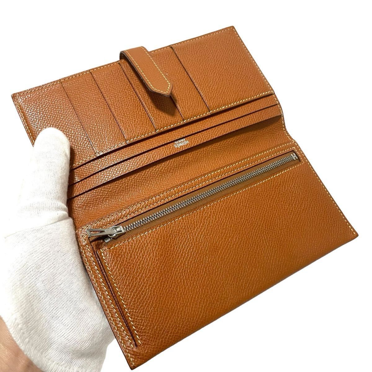 大特価】美品 HERMES エルメス べアン 二つ折り 長財布 ブラウン 大特価】美品 HERMES エルメス べアン 二つ折り 長財布 ブラウン