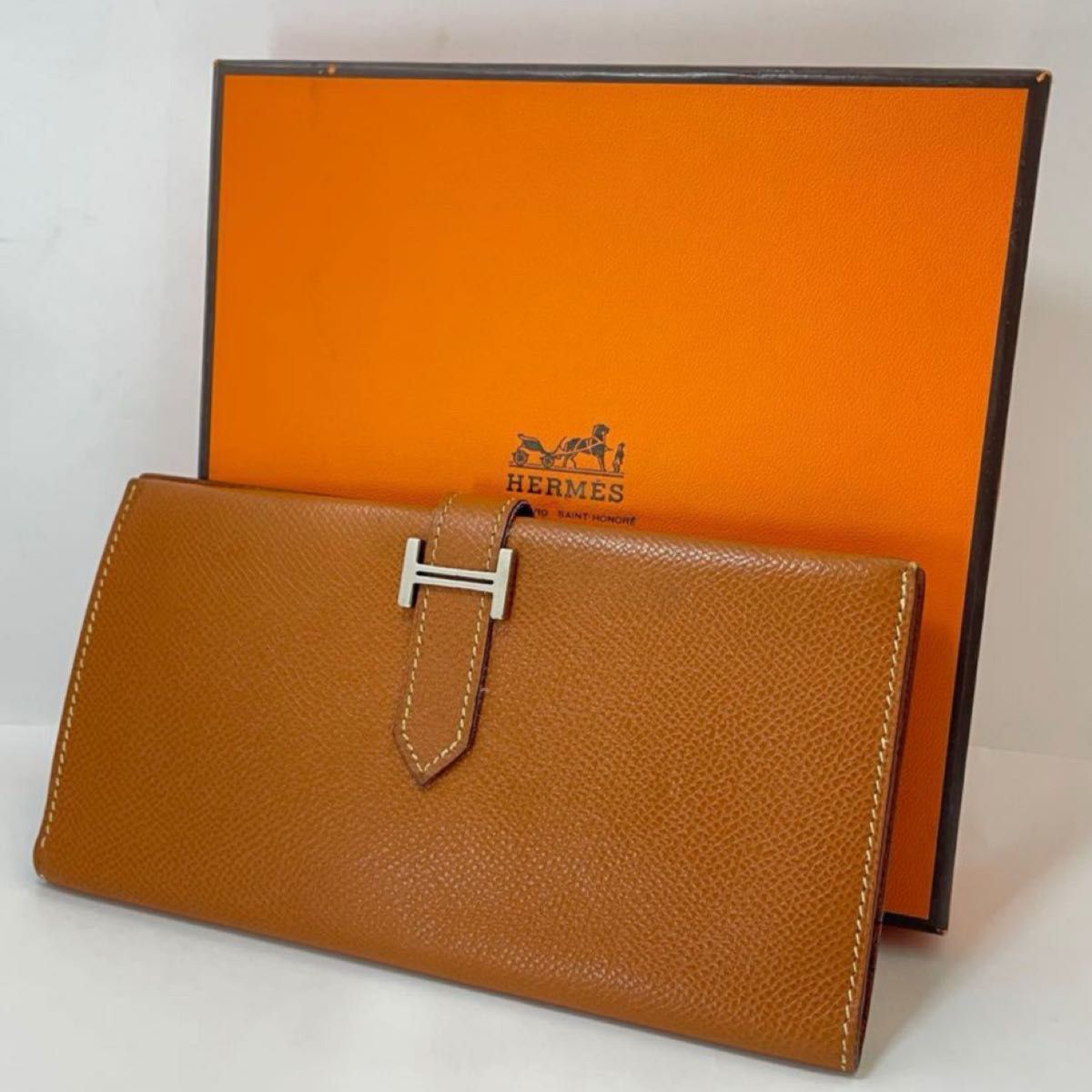 大特価】美品 HERMES エルメス べアン 二つ折り 長財布 ブラウン 大特価】美品 HERMES エルメス べアン 二つ折り 長財布 ブラウン