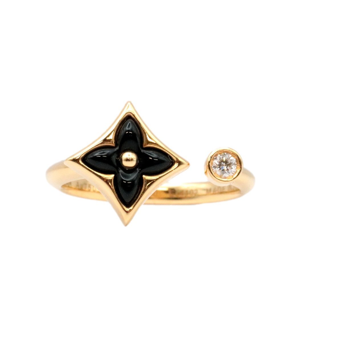  beautiful goods Louis * Vuitton bar g Star bro Sam Mini ring #50 10 number onyx diamond Au750 K18YG yellow gold lady's ring 