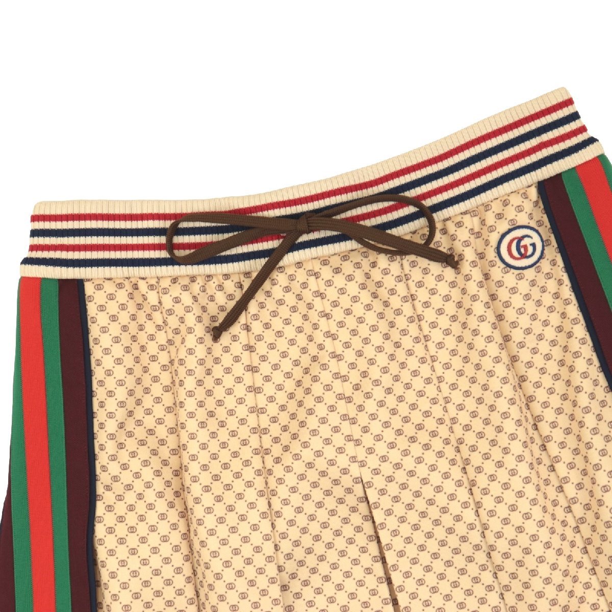  прекрасный товар Gucci Inter locking Logo общий рисунок плиссировать длинная юбка женский бежевый L Sherry линия GG хлопок GUCCI