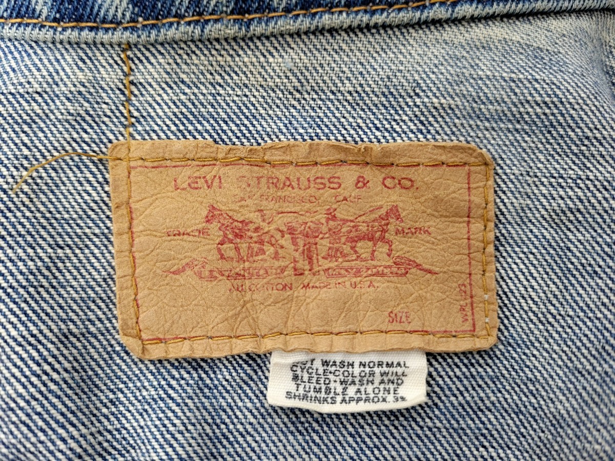 良好 70s USA製 levi's 70505 40 ～42 程度 L XL ケアタグ 70年代 アメリカ製 濃紺 デニムジャケット ビンテージ リーバイス ビンテージ_画像9