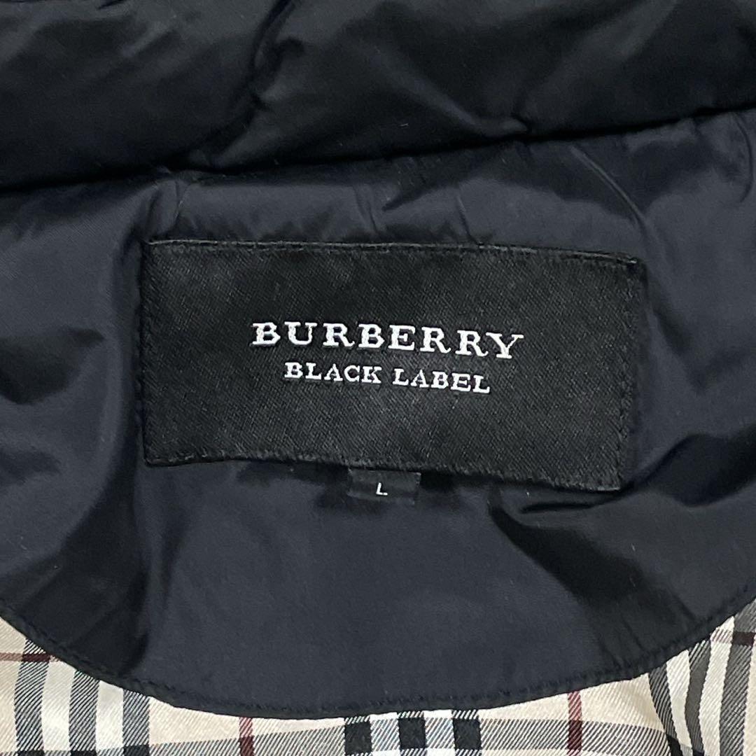 【美品 希少Lサイズ】バーバリー ブラックレーベル Burberry Black Label ノバチェック ファー ダウンコート 黒 メンズ_画像8