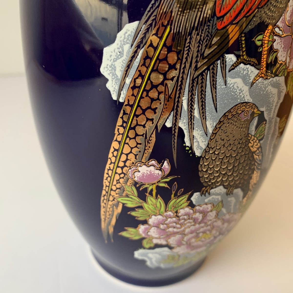【 上神焼 /花瓶】一輪挿し 花入 伝統陶芸品 花瓶 鳥取県 骨董品 花瓶 花器 高堅窯 華道具 一輪挿し 金彩花鳥文 孔雀 陶器 工芸品