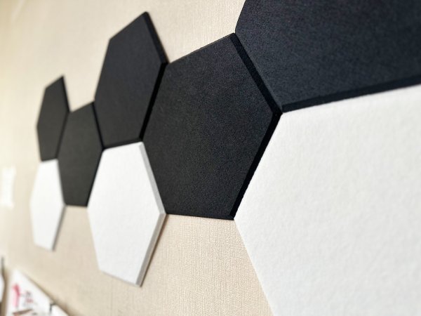 Quiet-Mo sound-absorbing material sound-absorbing panel 45° cut chamfer hexagon 30cm × 26cm thickness 9mm (10 sheets white )