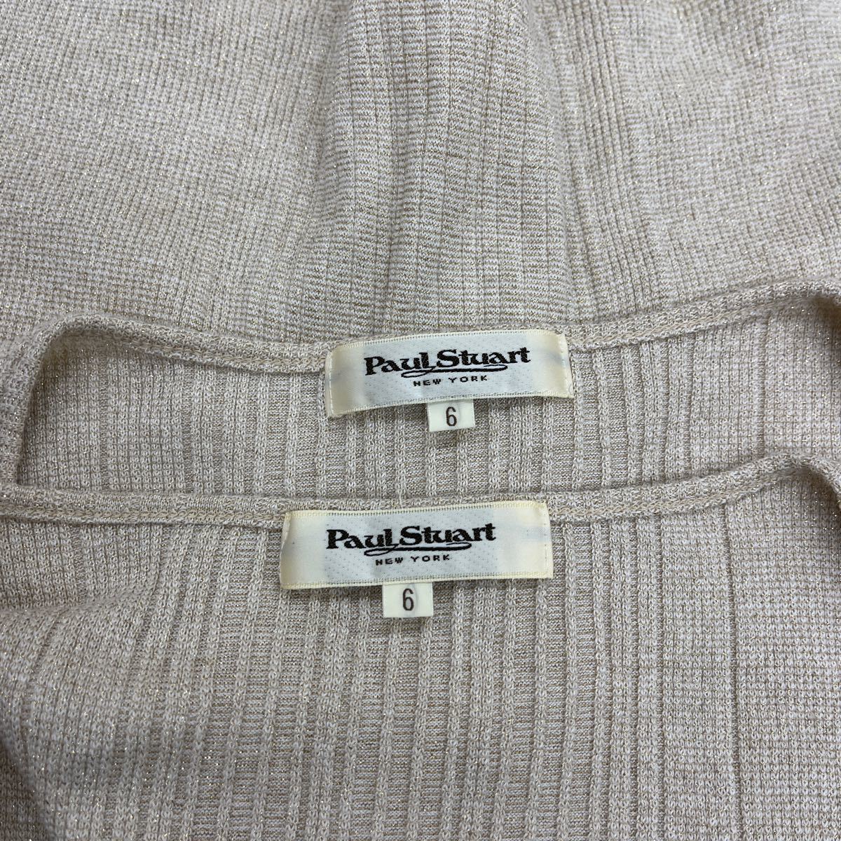 1286* Paul Stuart paul (pole) Stuart ensemble cardigan long sleeve knitted short sleeves casual beige lady's 6