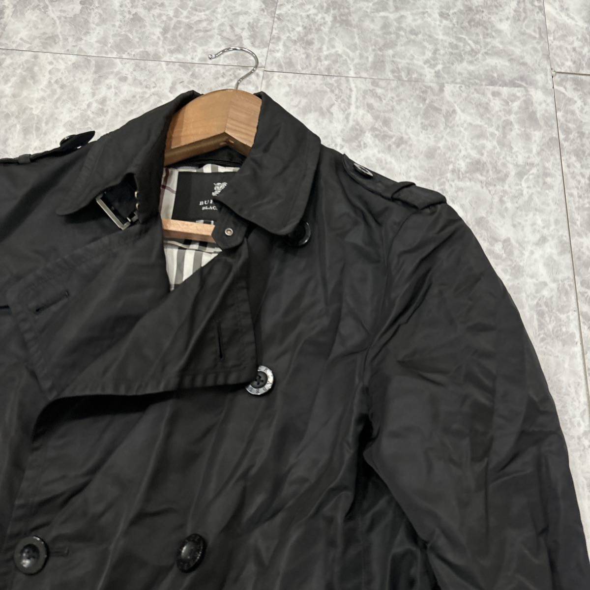 1円~ ＊ 日本製 '高級紳士服' BURBERRY BLACK LABEL バーバリー 裏地 ノバチェック 高品質 ナイロン トレンチコート M メンズ アウター_画像3