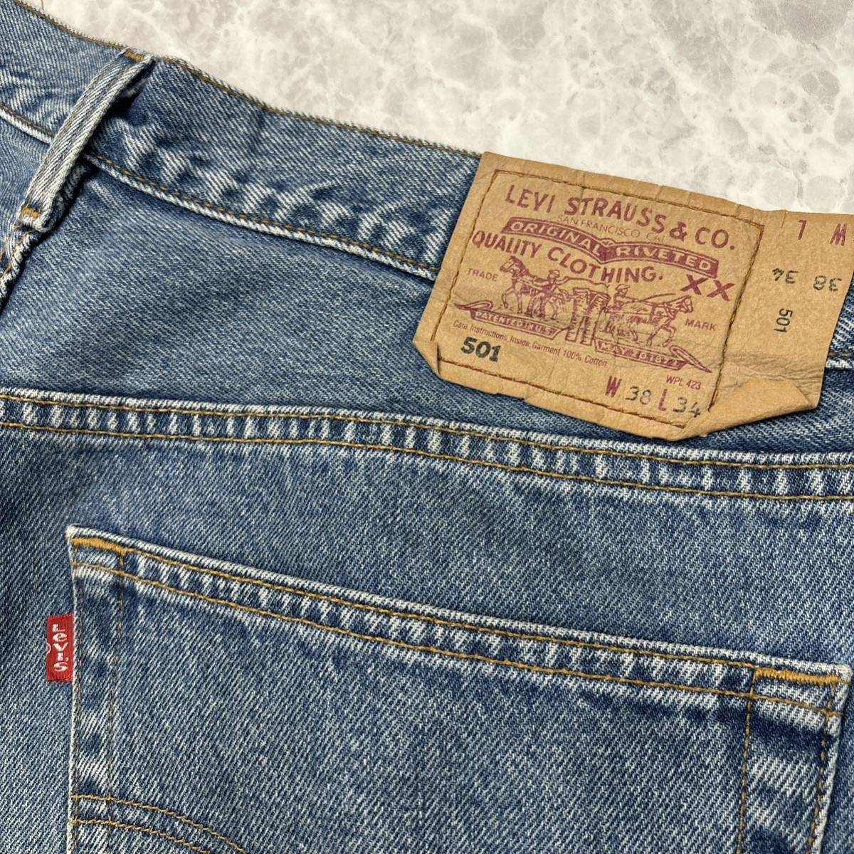 JJ＊ 古着 '希少 90's ビンテージ' 大きいサイズ LEVI’S リーバイス 501 デニムパンツ / ジーンズ W38 L34 メンズ ボトムス ボタン裏 247_画像10